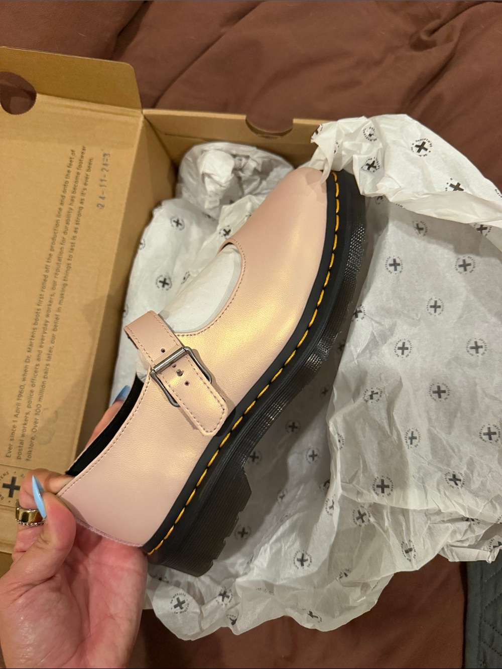 Dr. Martens Elphie MJ Powder Pink + Gold loafers